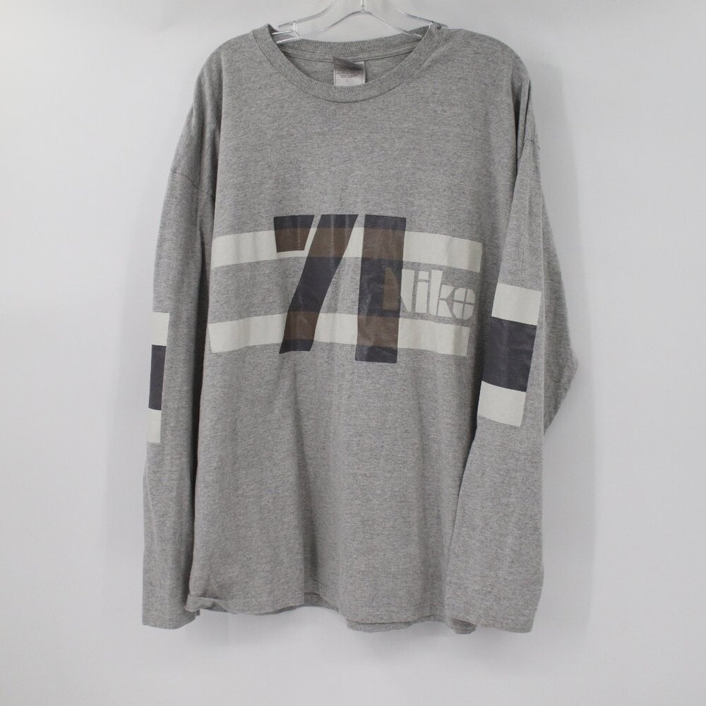 Vintage NIKE 71 Sweatshirt Mens XL Long Sleeve Crew Neck Cotton Gray graphic